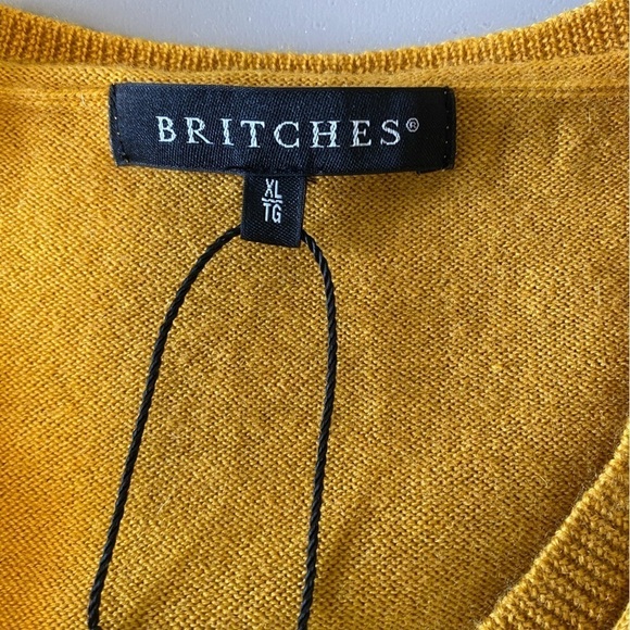 NWT Britches Sz XL Merino Wool V-Neck Mustard Yellow Knit Sweater Vest - Picture 8 of 11